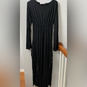 Free People Chic Black Long Sleeve Maxi Dress